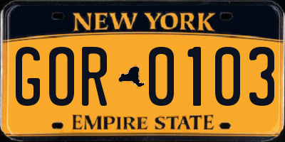 NY license plate GOR0103