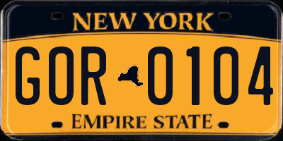 NY license plate GOR0104