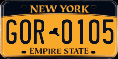 NY license plate GOR0105