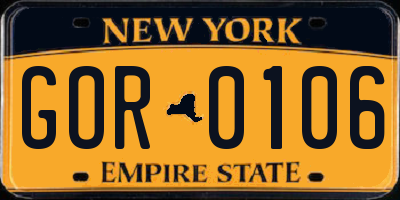 NY license plate GOR0106