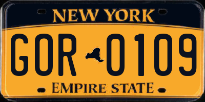 NY license plate GOR0109