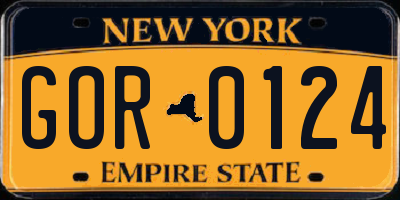 NY license plate GOR0124