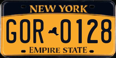 NY license plate GOR0128