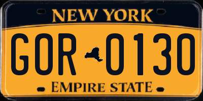 NY license plate GOR0130