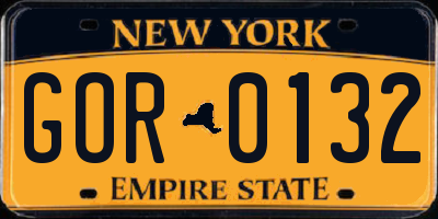 NY license plate GOR0132