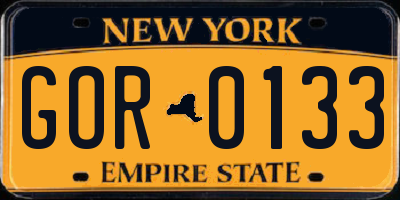 NY license plate GOR0133