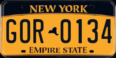 NY license plate GOR0134