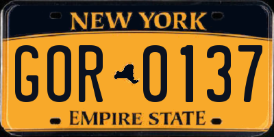 NY license plate GOR0137