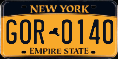 NY license plate GOR0140