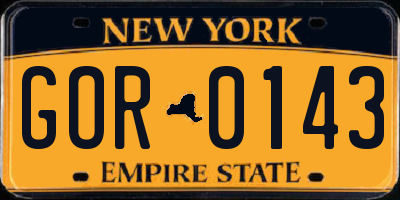 NY license plate GOR0143