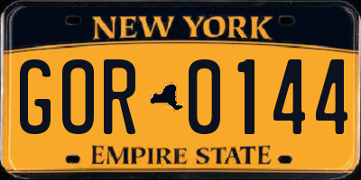 NY license plate GOR0144