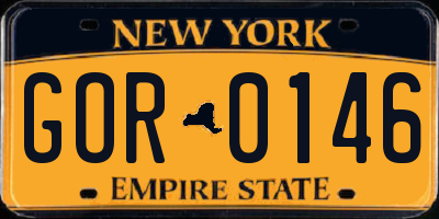 NY license plate GOR0146
