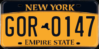 NY license plate GOR0147