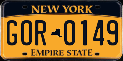 NY license plate GOR0149