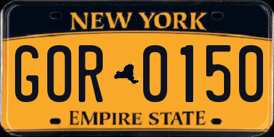NY license plate GOR0150