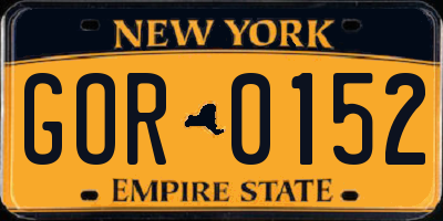 NY license plate GOR0152