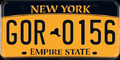 NY license plate GOR0156