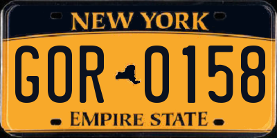 NY license plate GOR0158