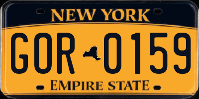 NY license plate GOR0159