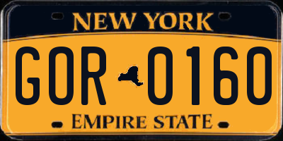 NY license plate GOR0160