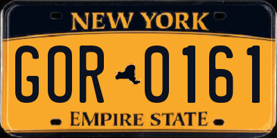 NY license plate GOR0161