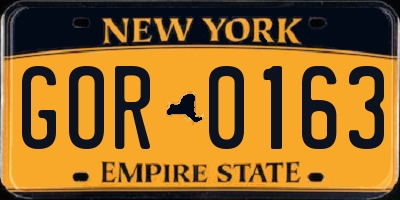 NY license plate GOR0163