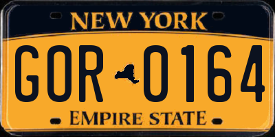 NY license plate GOR0164