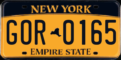 NY license plate GOR0165