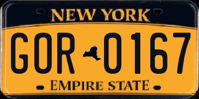 NY license plate GOR0167