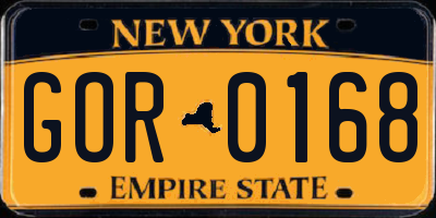 NY license plate GOR0168