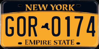 NY license plate GOR0174