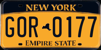 NY license plate GOR0177