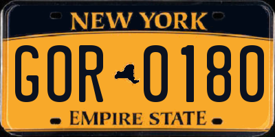 NY license plate GOR0180