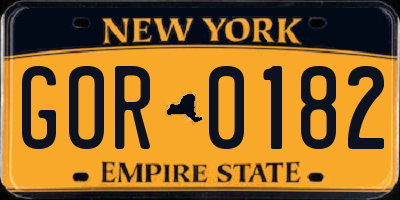 NY license plate GOR0182