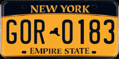 NY license plate GOR0183