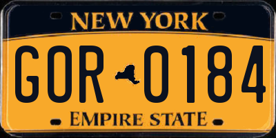 NY license plate GOR0184