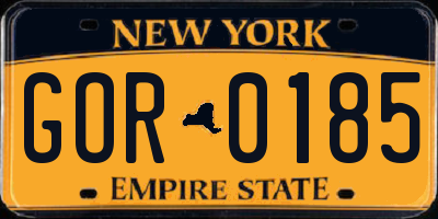 NY license plate GOR0185