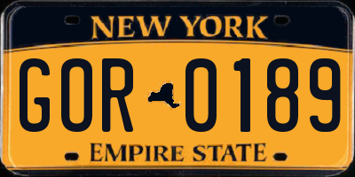 NY license plate GOR0189