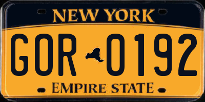 NY license plate GOR0192