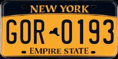 NY license plate GOR0193