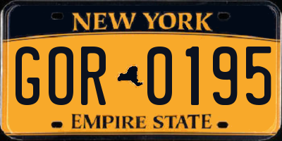 NY license plate GOR0195