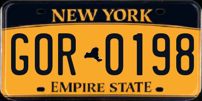 NY license plate GOR0198