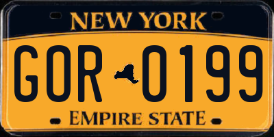 NY license plate GOR0199
