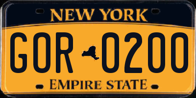 NY license plate GOR0200