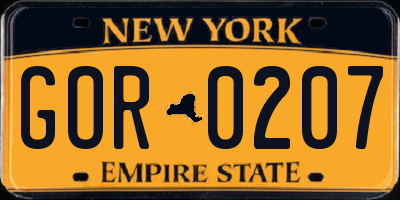NY license plate GOR0207