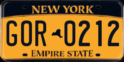 NY license plate GOR0212