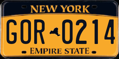 NY license plate GOR0214