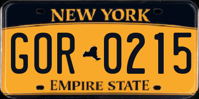NY license plate GOR0215