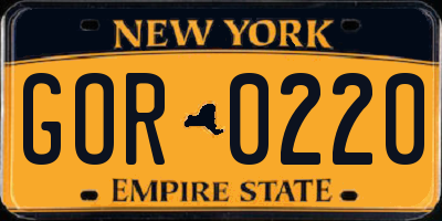 NY license plate GOR0220