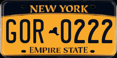 NY license plate GOR0222